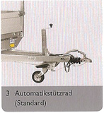 Automatik Stützrad an Saris Pritschenanhängern